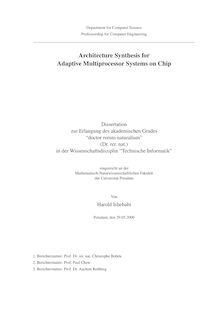 Architecture synthesis for adaptive multiprocessor systems on chip [Elektronische Ressource] / von Harold Ishebabi