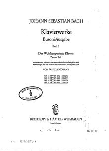 Partition préludes et Fugues Nos.20–24, BWV 889–893, Das wohltemperierte Klavier II