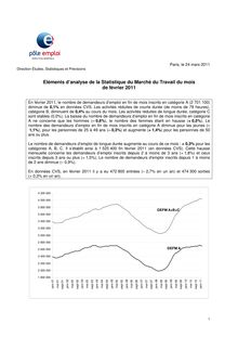 SEE - Eléments d analyse de la statistique du marché du travail du  mois de février 2011