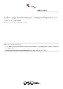 Du bon usage des statistiques de l enseignement primaire aux XIXe et XXe siècles - article ; n°1 ; vol.29, pg 59-67