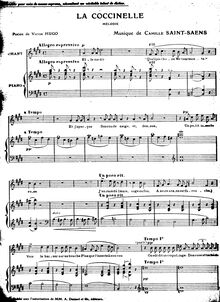 Partition complète, Mélodie, E major, Saint-Saëns, Camille