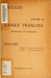 Cours de langue française : grammaire et exercices Premier Degré Garçons