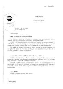 www.cnrs.fr Objet: Protection des ordinateurs portables Paris, le ...