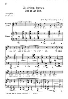 Partition , Zu deinen Füssen (G major), Vier chansons, Meyer-Helmund, Erik