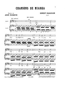 Partition , La pluie, Chansons de Miarka, Op.17, Chausson, Ernest