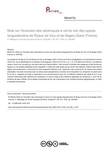 Note sur l évolution des céramiques à vernis noir des oppida languedociens de Roque de Viou et de Nages (Gard, France) - article ; n°2 ; vol.88, pg 545-606