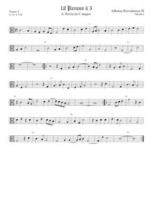 Partition ténor viole de gambe 2, alto clef, Pavan à 5 No.2, C major