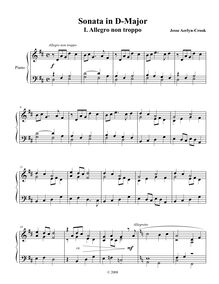 Partition , Allegro non troppo, Piano Sonata en D major, D major