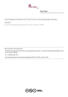 Les langues arawak du Purús et du Juruá (groupe arauá), (suite). - article ; n°2 ; vol.30, pg 235-288