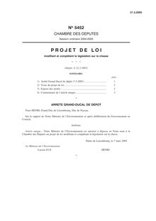 PL 5452 - Dépôt du projet de loi