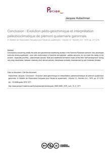 Conclusion : Evolution pédo-géochimique et interprétation paléobioclimatique de piémont quaternaire garonnais - article ; n°3 ; vol.12, pg 211-216