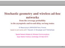 Stochastic geometry and wireless ad hoc networks