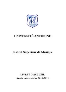 UNIVERSITÉ ANTONINE Institut Supérieur de Musique
