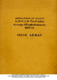 Rapport de stage  la fosse Lemay - 1966