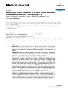 Feeding and resting behaviour of malaria vector, Anopheles arabiensiswith reference to zooprophylaxis