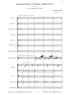 Partition complète, Introduction et Rondo capriccioso, Op.28, Saint-Saëns, Camille