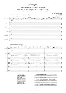 Partition complète, Concert en pour romantique style pour viole de gambe et corde orchestre