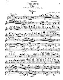 Partition violon, Piano Trio No.3, Op.105, F major, Huber, Hans