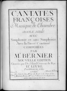 Partition Second Livre, Cantates, Cantates françaises ou musique de chambre