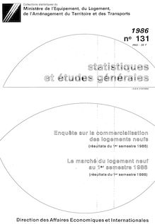 Commercialisation des logements neufs (enquête trimestrielle) ECLN - 1971-1986 - Récapitulatif. : Résultats du 1er semestre 1986.