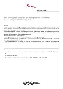 Les montagnes calcaires du Mexique et du Guatemala - article ; n°413 ; vol.76, pg 29-59