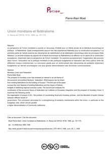 Union monétaire et fédéralisme - article ; n°1 ; vol.55, pg 151-170