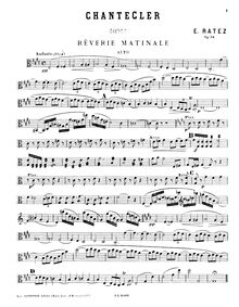 Partition viole de gambe,  Chantecler  pour corde quatuor, Op.54