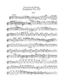Partition flûte, Symphony No.100 en G major, “militaire”, Sinfonia No.100 “Militär”