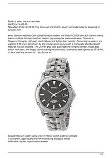 Seiko Men8217s SLC033 8220Le Grand Sport8221 Titanium Watch Watch Review
