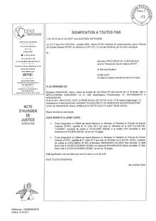 Plainte pénale de RANARISON Tsilavo déposée au Doyen des Juges d instruction du Tribunal de grande Instance de Paris le 5 juillet 2017