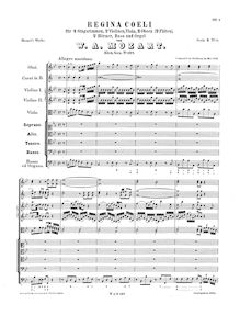Partition complète, Regina Coeli, B♭ major, Mozart, Wolfgang Amadeus