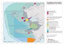 Principales zones de pêche réglementée en mer d'Iroise