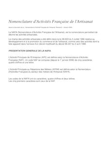 Nomenclature d'Activités Française de l'Artisanat
