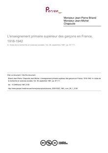 L enseignement primaire supérieur des garçons en France, 1918-1942 - article ; n°1 ; vol.39, pg 87-111