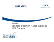 Rencontres HAS 2008 - Dossier de presse - Les Français et leur santé - sondage Ipsos complet