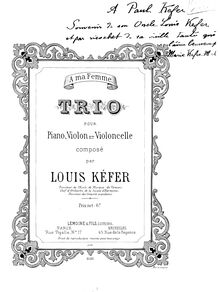 Partition de violoncelle, Piano Trio, Kefer, Louis