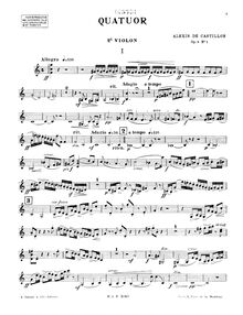Partition violon 2, corde quatuors, Op.3, Castillon, Alexis de