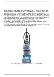 Hoover SteamVac Carpet Washer with Clean Surge F5914900 Home Reviews
