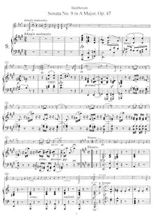 Partition de piano, violon Sonata No.9, Op.47, Kreutzer Sonata par Ludwig van Beethoven
