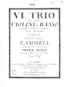 Partition violon 1, VI trio, per due violini & basso, li quali si potranno esequire a piena orchestre