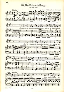 Partition , Die Unterscheidung (transposed pour low voix), 4 Refrainlieder, D.866