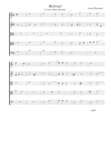 Partition , Caro dolce mio ben - partition complète (Tr Tr T T B), madrigaux pour 5 voix