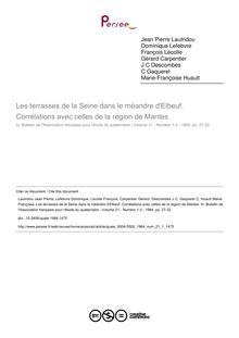 Les terrasses de la Seine dans le méandre d Elbeuf. Corrélations avec celles de la région de Mantes - article ; n°1 ; vol.21, pg 27-32