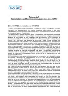 Rencontres HAS 2007  Accréditation  quel fonctionnement, quels liens avec l EPP