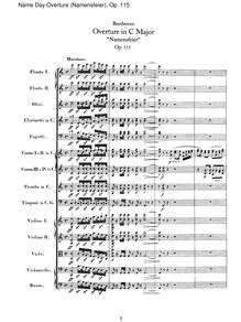Partition complète, Name Day Overture, Op.115, Overtüre zur Namensfeier par Ludwig van Beethoven