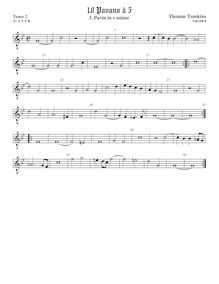 Partition ténor viole de gambe 3, octave aigu clef, pavanes pour 5 violes de gambe par Thomas Tomkins