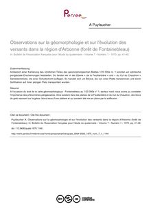 Observations sur la géomorphologie et sur l évolution des versants dans la région d Arbonne (forêt de Fontainebleau) - article ; n°1 ; vol.7, pg 41-48