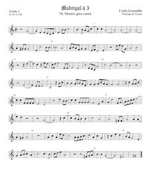 Partition viole de gambe aigue 2, Madrigali A Cinque Voci. Quatro Libro par Carlo Gesualdo