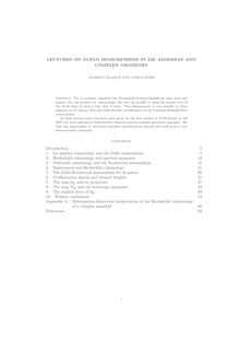 LECTURES ON DUFLO ISOMORPHISMS IN LIE ALGEBRAS AND COMPLEX GEOMETRY