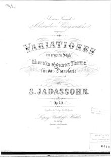 Partition complète, Variationen über ein eigenes Thema, Op.40, Jadassohn, Salomon